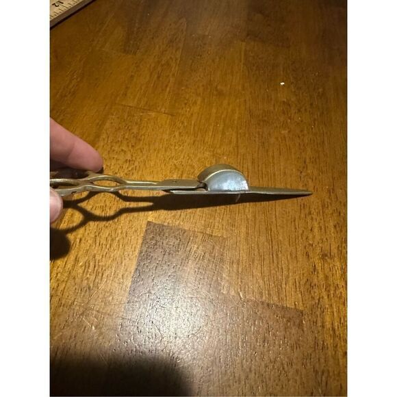 Vintage Antique Brass Candle Wick Snuffer Scissors 3 Footed - Picture 3 of 7